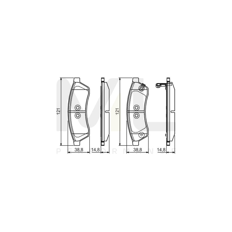 Bosch 0986495168 Brake Pad Set For Chevrolet Epica Saloon With Acoustic Wear Warning, With Mounting Manual BP1571 | ML Performance Car Parts