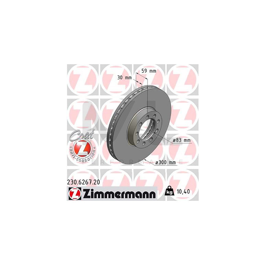 ZIMMERMANN COAT Z 230.6267.20 Brake Disc for IVECO Daily Internally Vented, Coated | ML Performance Car Parts