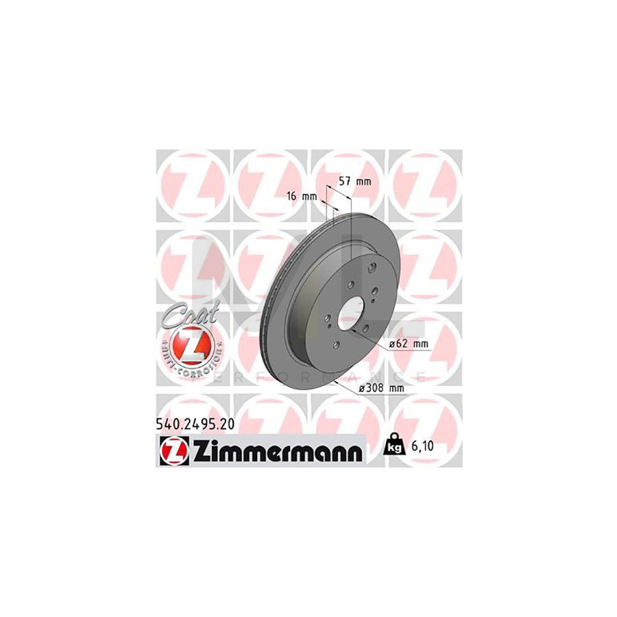 ZIMMERMANN COAT Z 540.2495.20 Brake Disc for SUZUKI Grand Vitara II Off-Road (JT, TE, TD) Internally Vented, Coated | ML Performance Car Parts