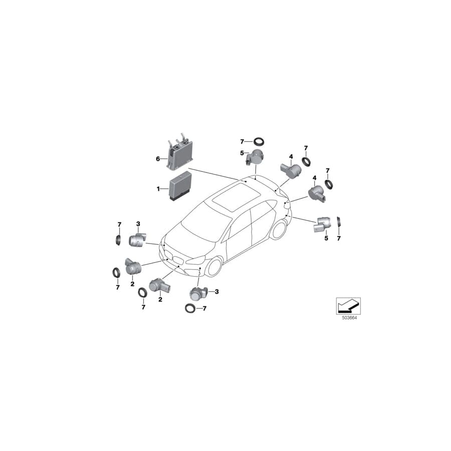 Genuine BMW Mini 66202409651 F46 F26 Ultrasonic Sensor, Color Code only for Individual and special colors (Inc. X1 18dX, X4 28iX & X3 20dX) | ML Performance UK Car Parts