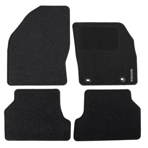 GENUINE FORD 1324714 FOCUS FRONT & REAR CARPET CAR FLOOR MATS, BLACK WITH LOGO AND FITTING HOLES, 2004-2011 | ML Performance UK