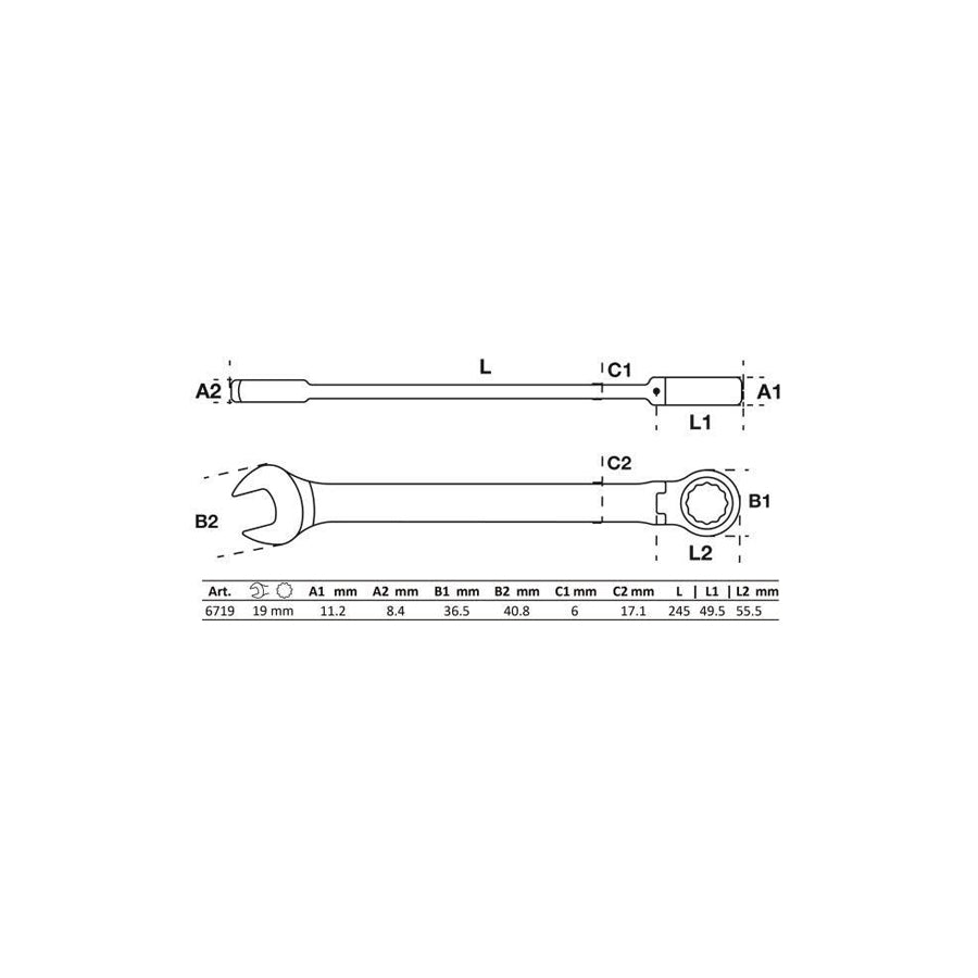 Bgs 6719 Ratchet Ring Open-Ended Spanner