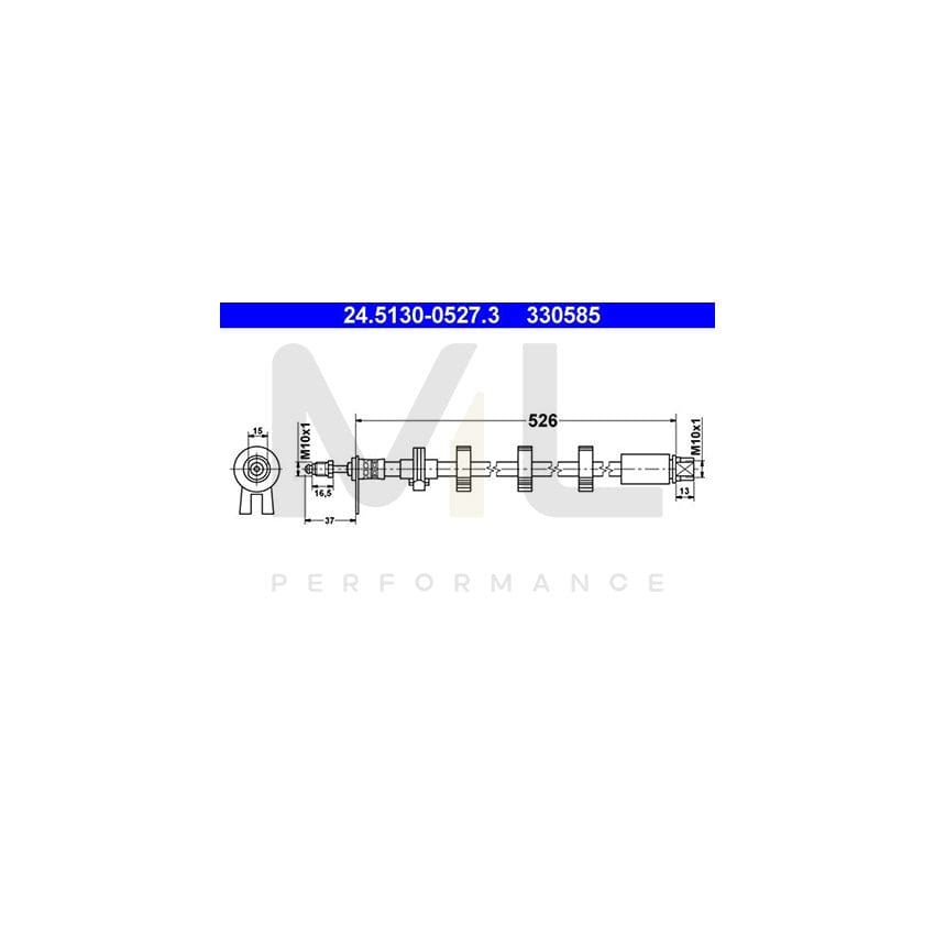 ATE 24.5130-0527.3 Brake Hose for PEUGEOT 406 526mm, M10x1 | ML Performance Car Parts