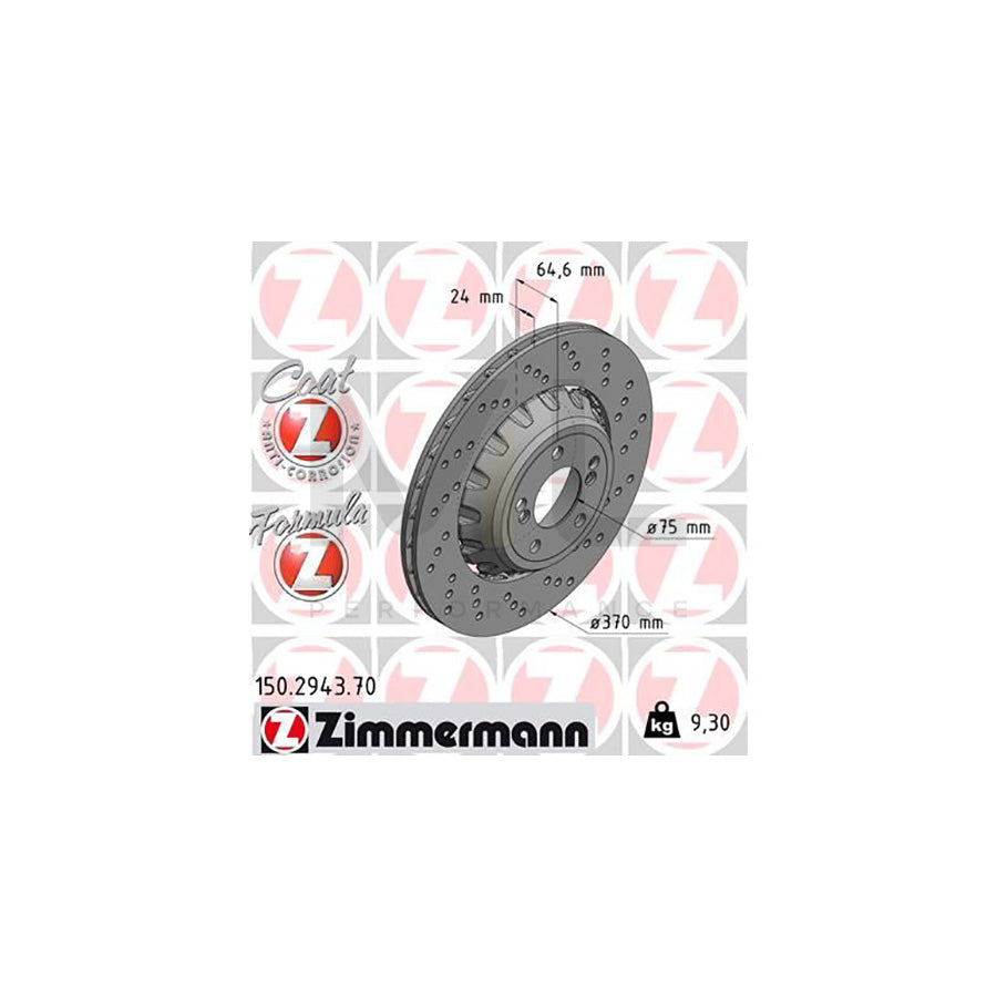 ZIMMERMANN 150.2943.70 Brake Disc Perforated, Two-piece brake disc, Vented, Coated, Alloyed / High-carbon | ML Performance Car Parts