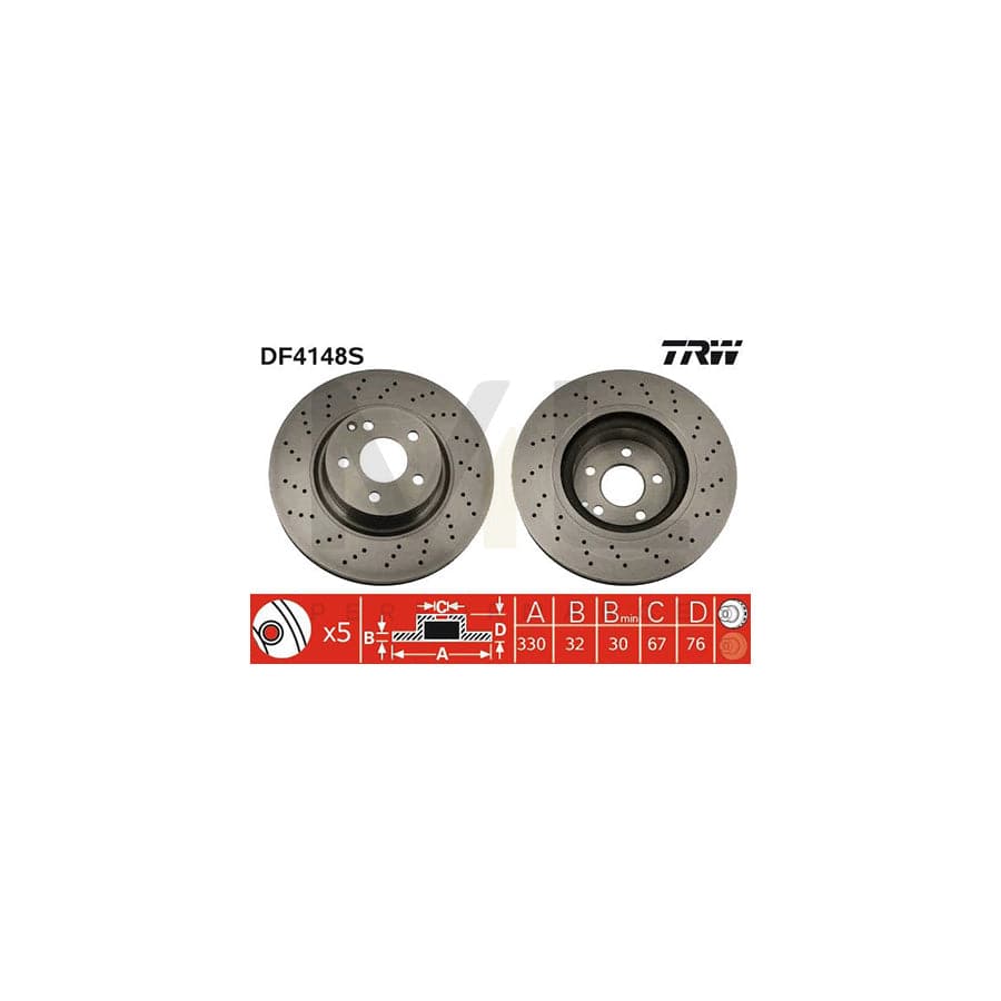 TRW DF4148S Brake Disc suitable for MERCEDES-BENZ S-Class Slotted / Perforated, Painted | ML Performance Car Parts