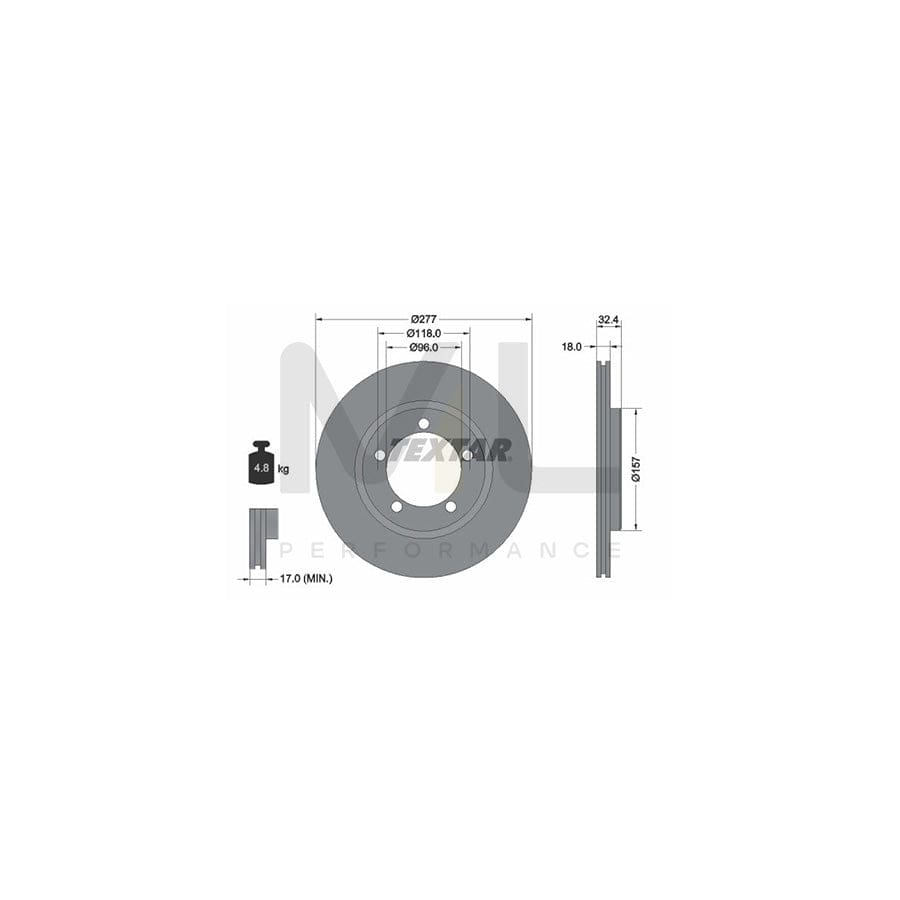 TEXTAR 92114200 Brake Disc Internally Vented, without wheel hub, without wheel studs | ML Performance Car Parts