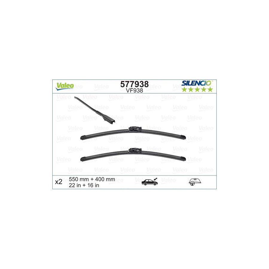 Valeo Silencio Flat Blade Set 577938 Wiper Blade | ML Performance UK Car Parts