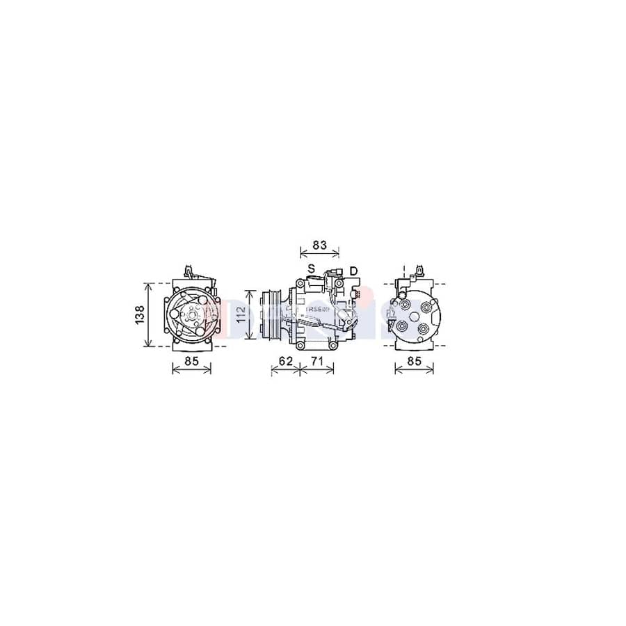 AKS Dasis 852782N Compressor, Air Conditioning For Honda CIVic Ix Hatchback (Fk) | ML Performance UK