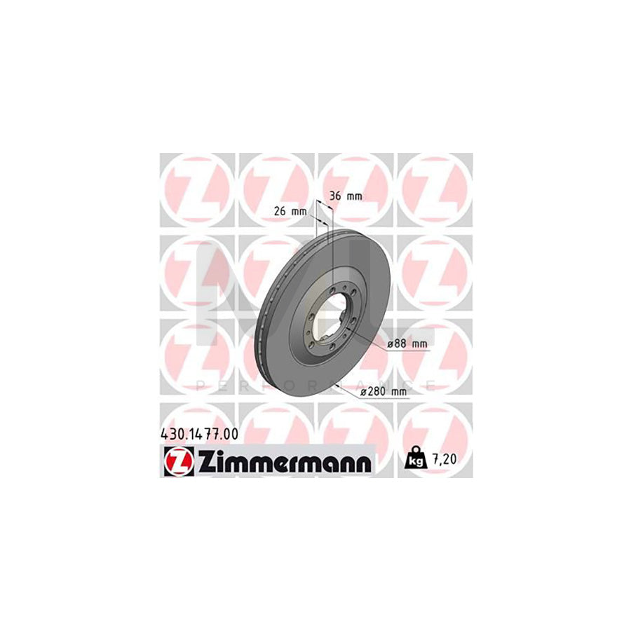 ZIMMERMANN 430.1477.00 Brake Disc Internally Vented | ML Performance Car Parts