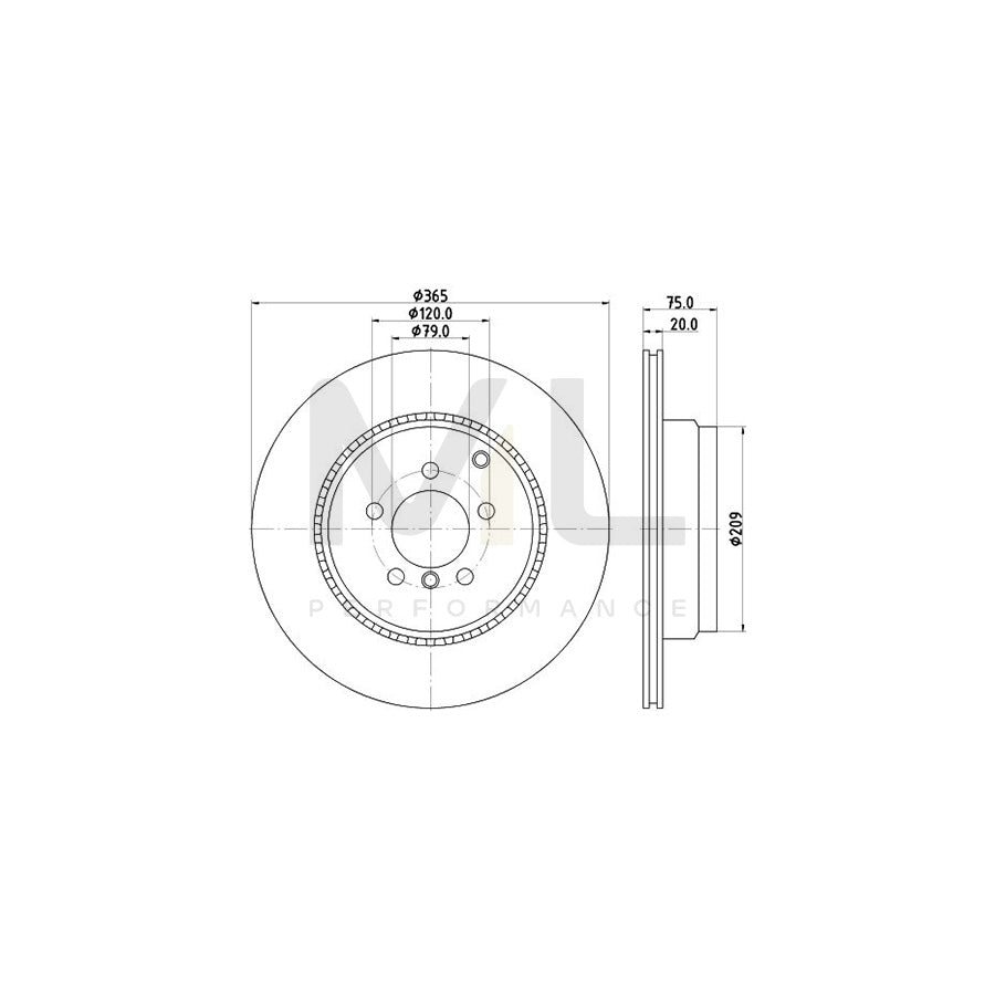 HELLA PRO 8DD 355 116-961 Brake Disc for LAND ROVER Range Rover III (L322) Externally Vented, Coated, without wheel hub, without wheel studs | ML Performance Car Parts