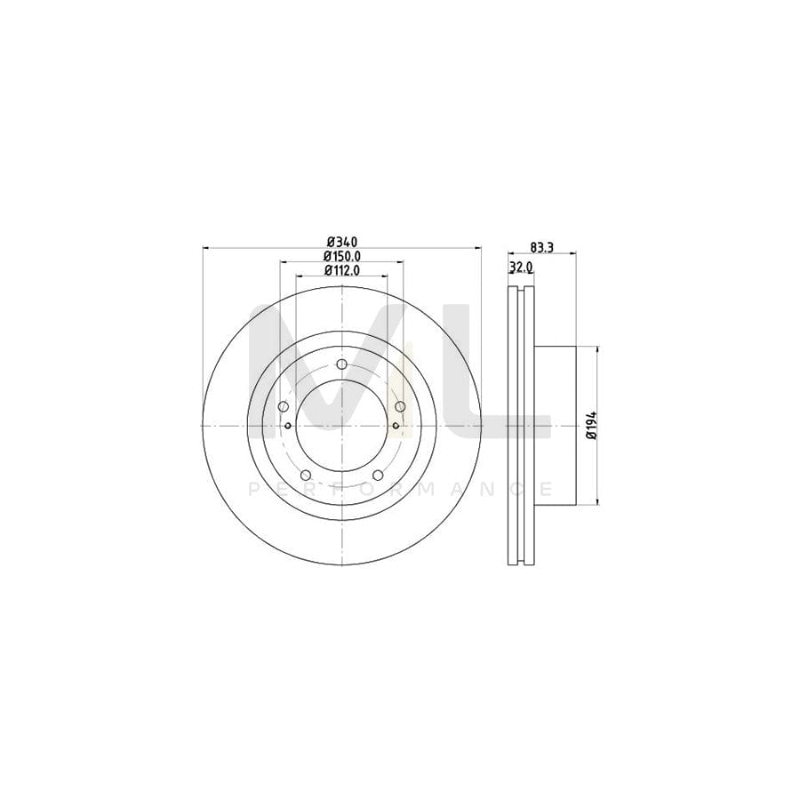 HELLA PRO 8DD 355 116-551 Brake Disc Internally Vented, Coated, without wheel hub, without wheel studs | ML Performance Car Parts