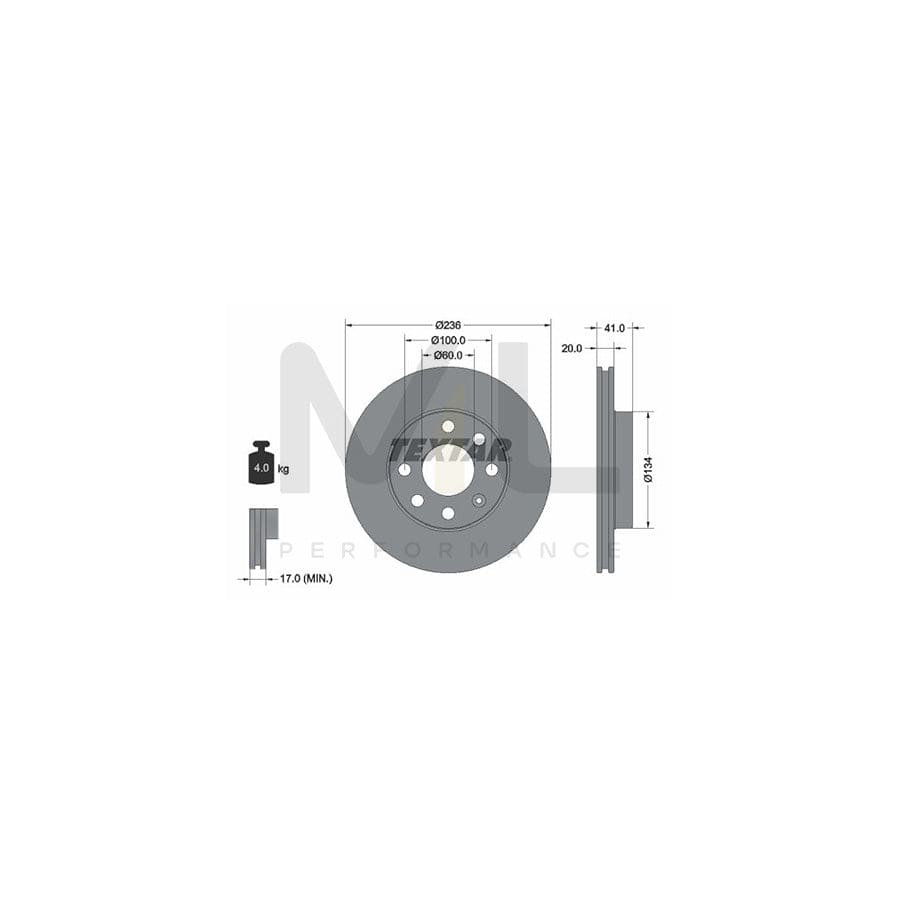 TEXTAR 92029600 Brake Disc Internally Vented, without wheel hub, without wheel studs | ML Performance Car Parts