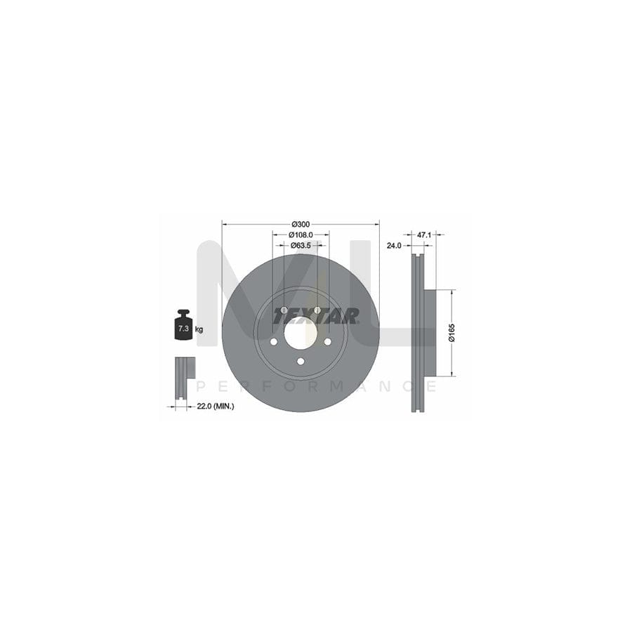 TEXTAR 92109600 Brake Disc Internally Vented, without wheel hub, without wheel studs | ML Performance Car Parts