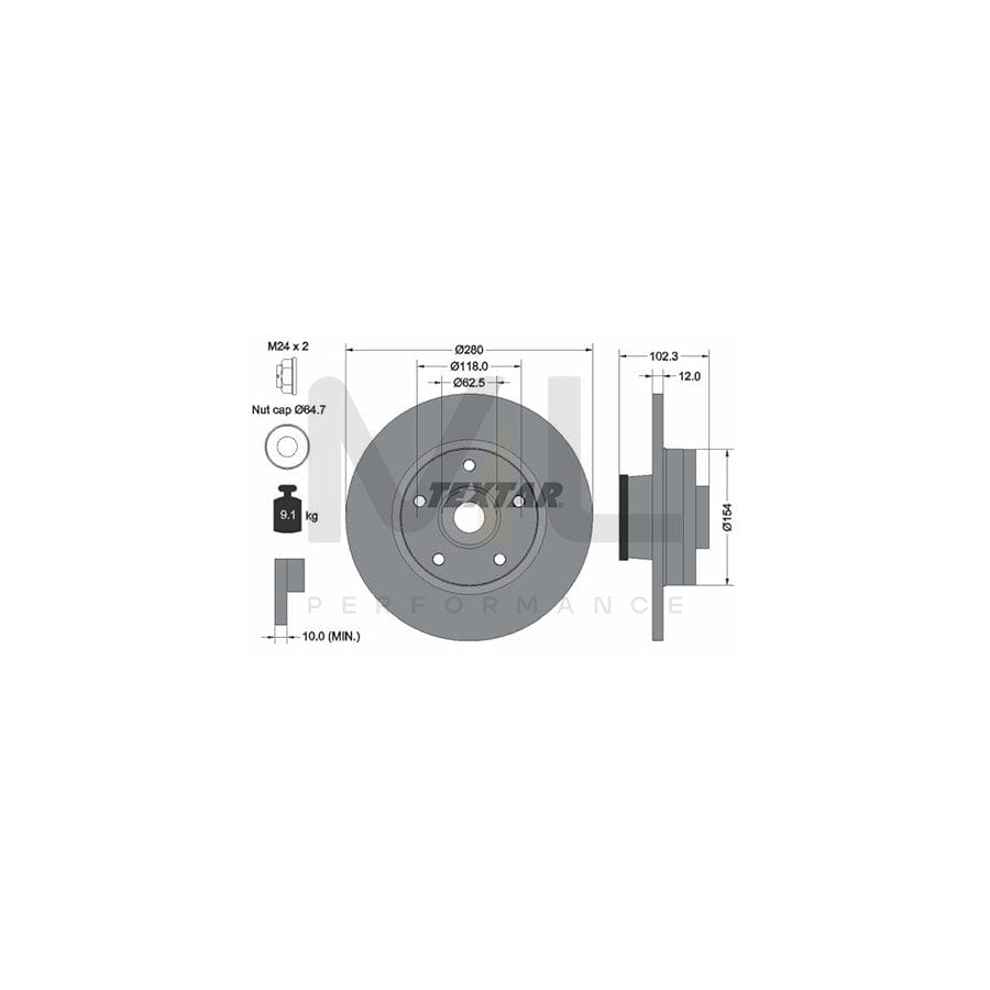 TEXTAR 92153700 Brake Disc Solid, with ABS sensor ring, with wheel bearing | ML Performance Car Parts