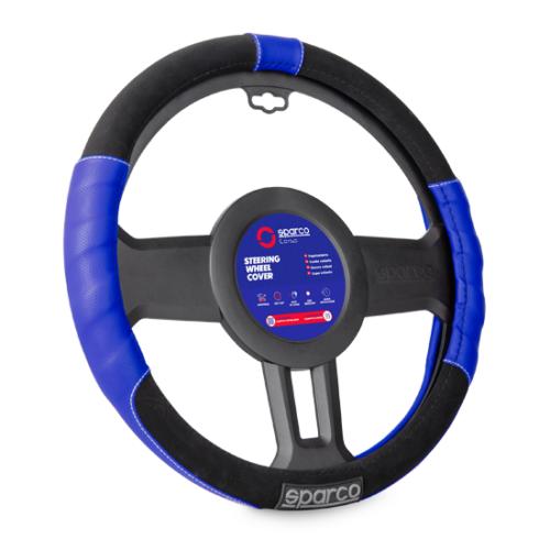 SPARCO SPC1108AZ Steering wheel cover Blue, Ø: 38.5cm, Polyester | ML Performance Car Parts