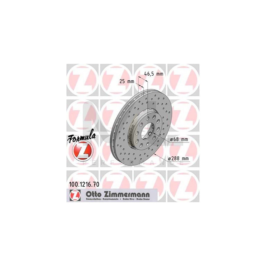 ZIMMERMANN FORMULA Z COAT Z 100.1216.70 Brake Disc Perforated, Two-piece brake disc, Vented, Coated | ML Performance Car Parts