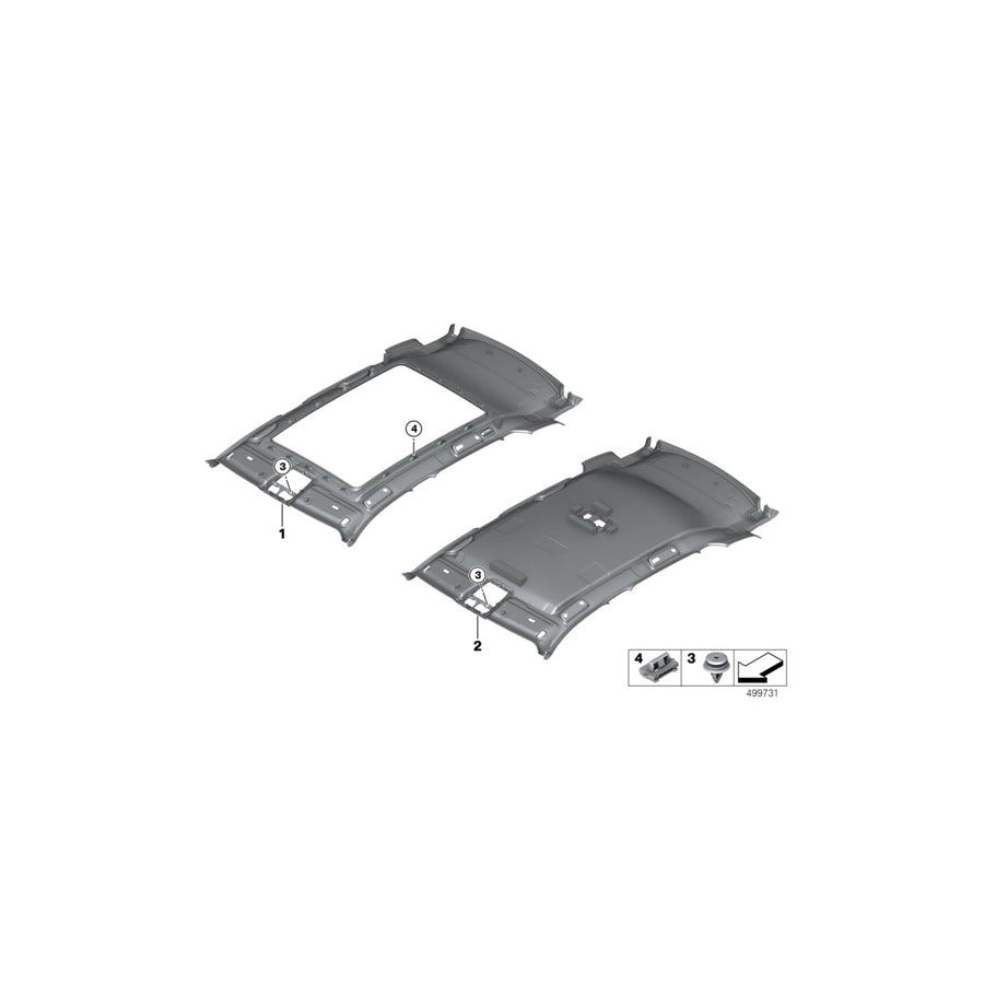 Genuine BMW 51447938232 G01 Headlining Panoramic Roof ELFENBEINWEISS (Inc. X3 30i, X3 30eX & X3 30iX) | ML Performance UK