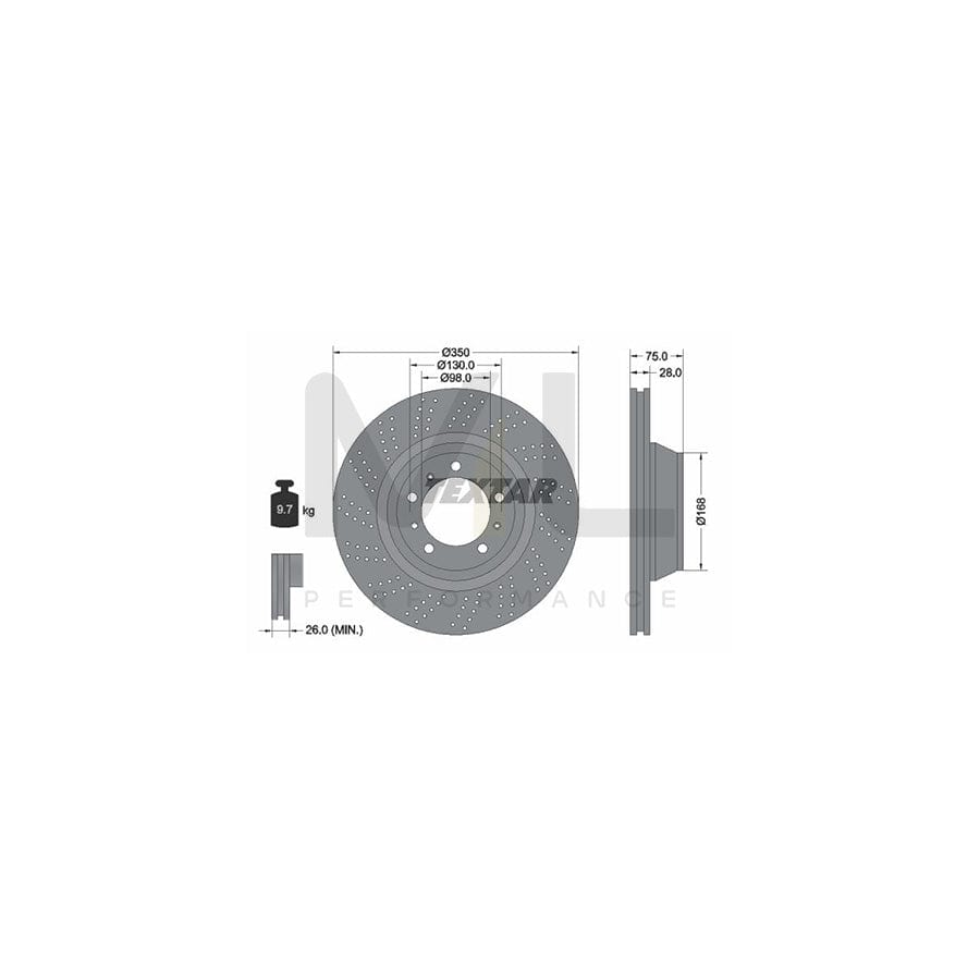 TEXTAR OE-Line 92219310 Brake Disc for PORSCHE 911 Internally Vented, High-carbon, without wheel hub, without wheel studs | ML Performance Car Parts