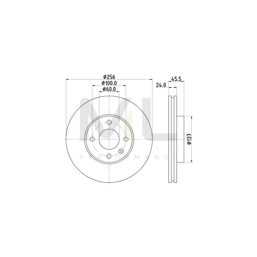 HELLA 8DD 355 119-351 Brake Disc Internally Vented, without wheel hub, without wheel studs | ML Performance Car Parts