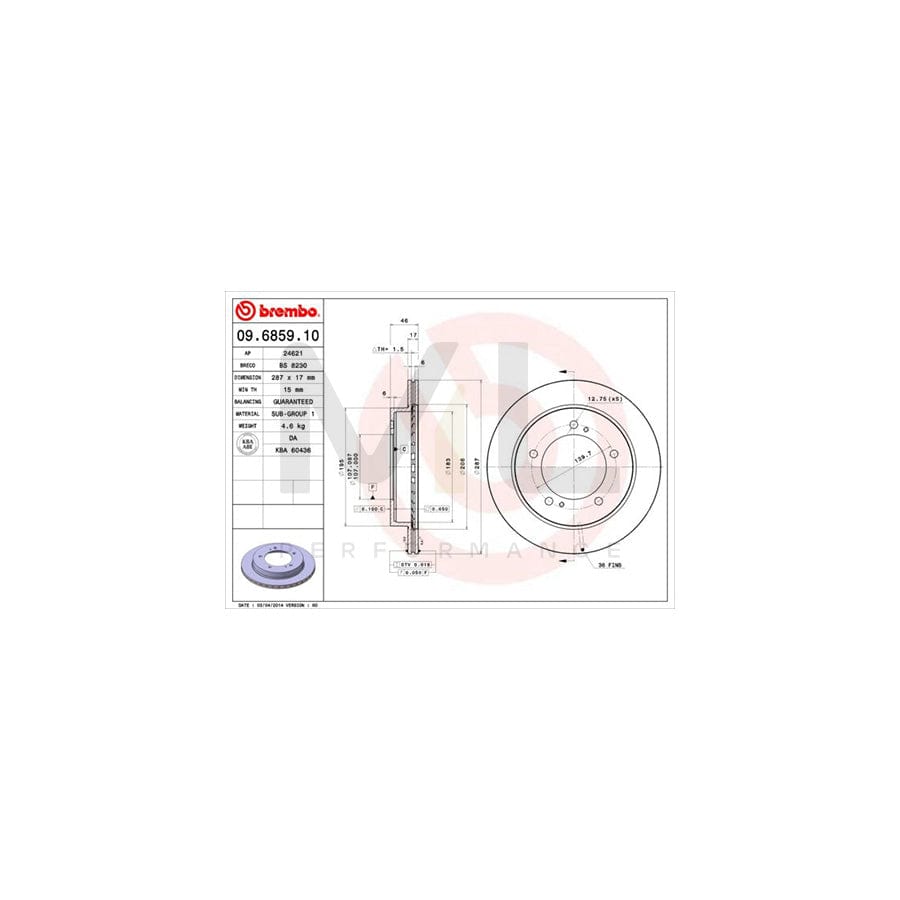 BREMBO 09.6859.10 Brake Disc Internally Vented | ML Performance Car Parts