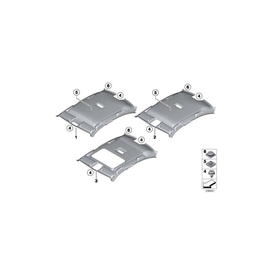 Genuine BMW 51447343299 F30 F80 Molded Headlining F Sliding Lifting Roof EVERESTGRAU (Inc. 330e, 328dX & 330i) | ML Performance UK
