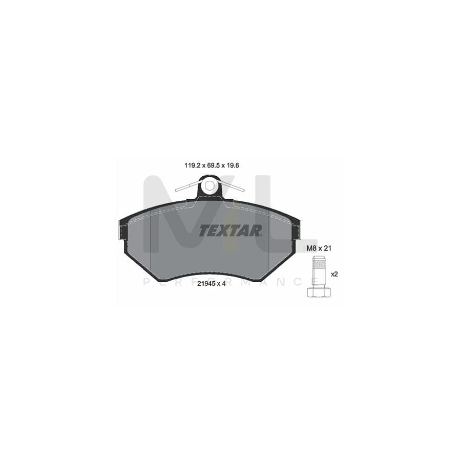 TEXTAR 2194503 Brake pad set not prepared for wear indicator, with brake caliper screws | ML Performance Car Parts