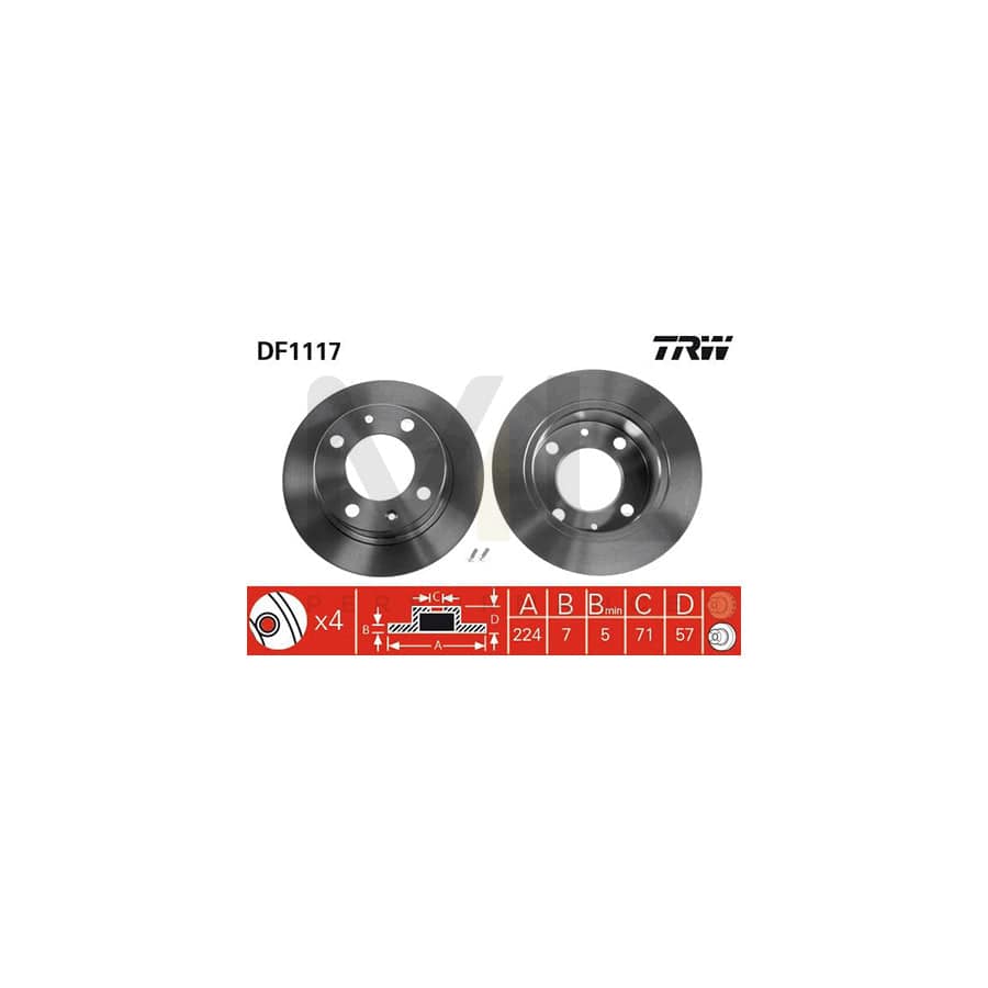 TRW DF1117 Brake Disc for CITRO??? BX Solid, with bolts/screws | ML Performance Car Parts