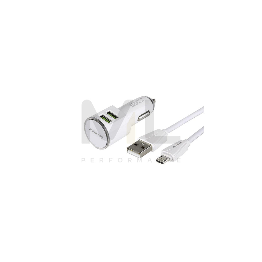 CARMOTION 63004 In-car charger 1m, Number of inlets/outlets: 2, with USB cable, micro USB, White | ML Performance Car Parts