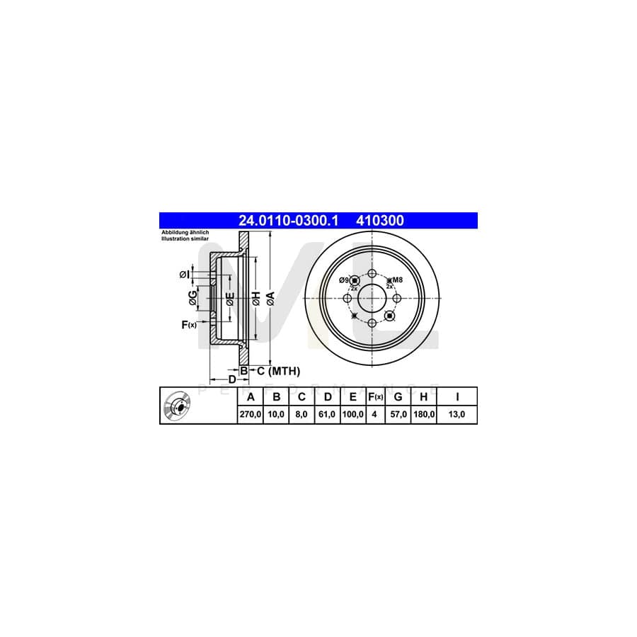 ATE 24.0110-0300.1 Brake Disc for KIA SEPHIA / MENTOR Solid | ML Performance Car Parts