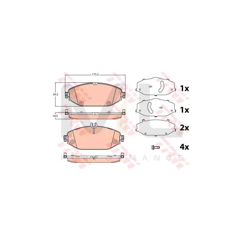 TRW Gdb2097 Brake Pad Set Prepared For Wear Indicator, With Brake Caliper Screws, With Accessories | ML Performance Car Parts