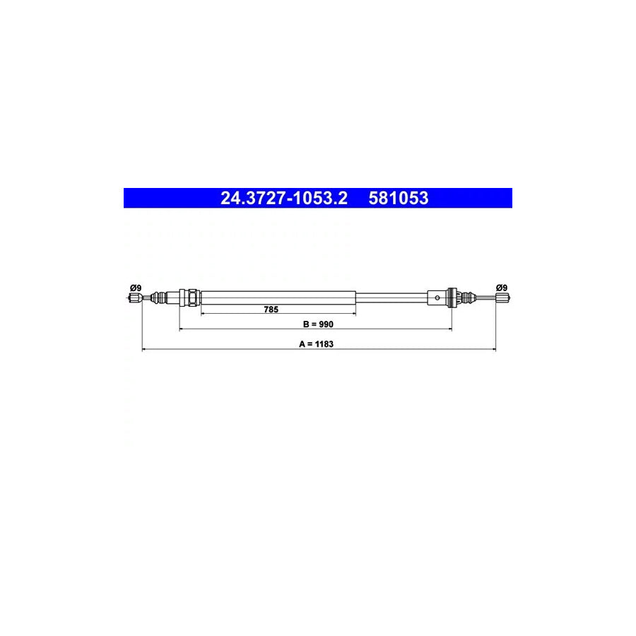 ATE 24.3727-1053.2 Hand Brake Cable For Renault Laguna