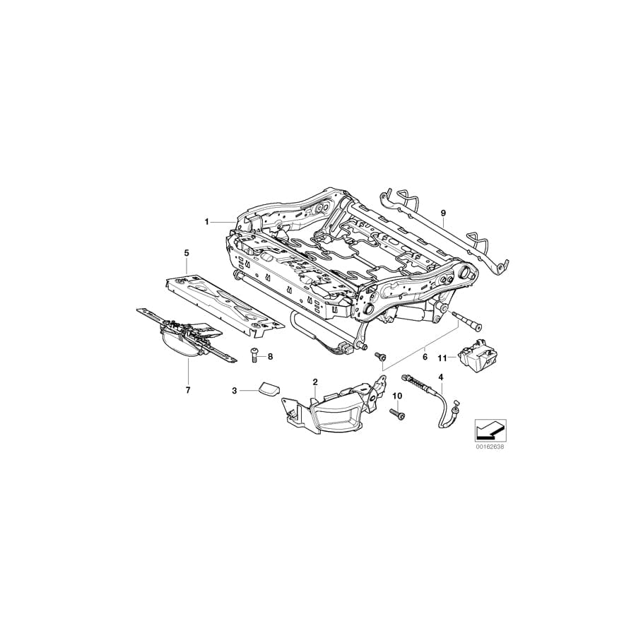 Genuine BMW 52107147601 E61 E60 Seat Frame, Left (Inc. 520d, 545i & 520i) | ML Performance UK Car Parts