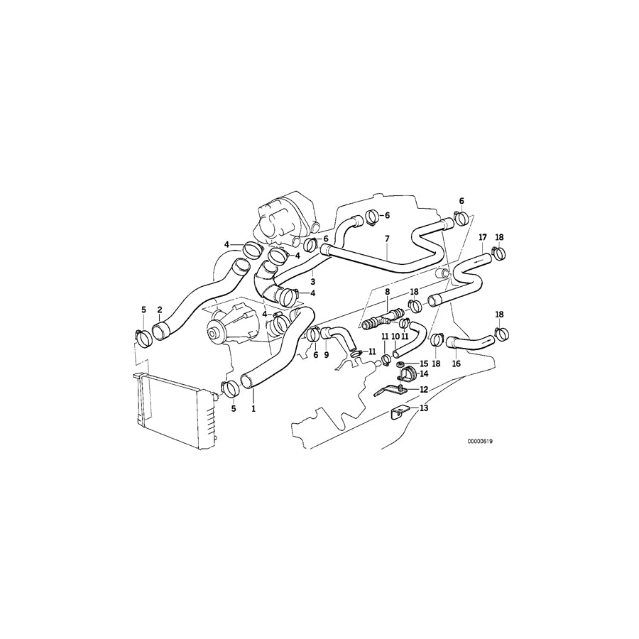 Genuine BMW 11531287551 E30 Water Hose (Inc. 324d) | ML Performance UK Car Parts