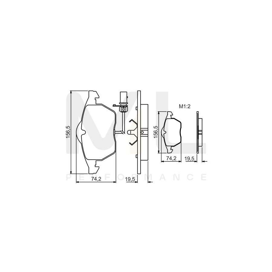 Bosch 0986495232 Brake Pad Set With Integrated Wear Sensor, With Piston Clip BP1530 | ML Performance Car Parts