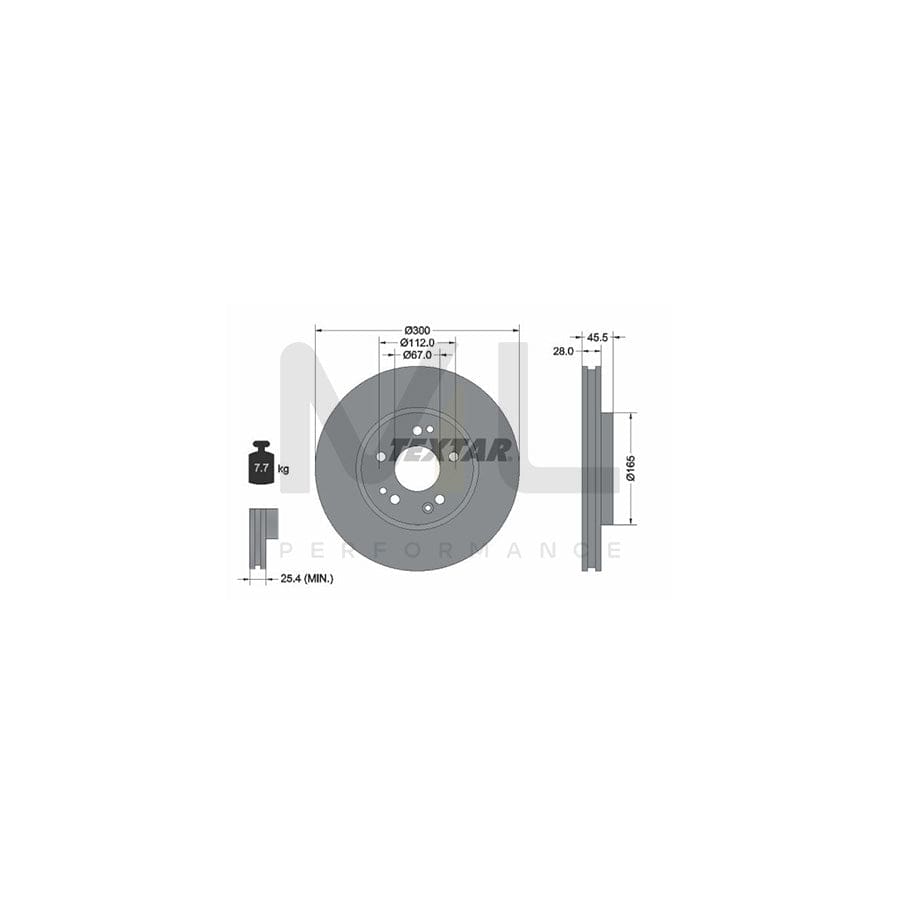 TEXTAR 92057900 Brake Disc Internally Vented, without wheel hub, without wheel studs | ML Performance Car Parts