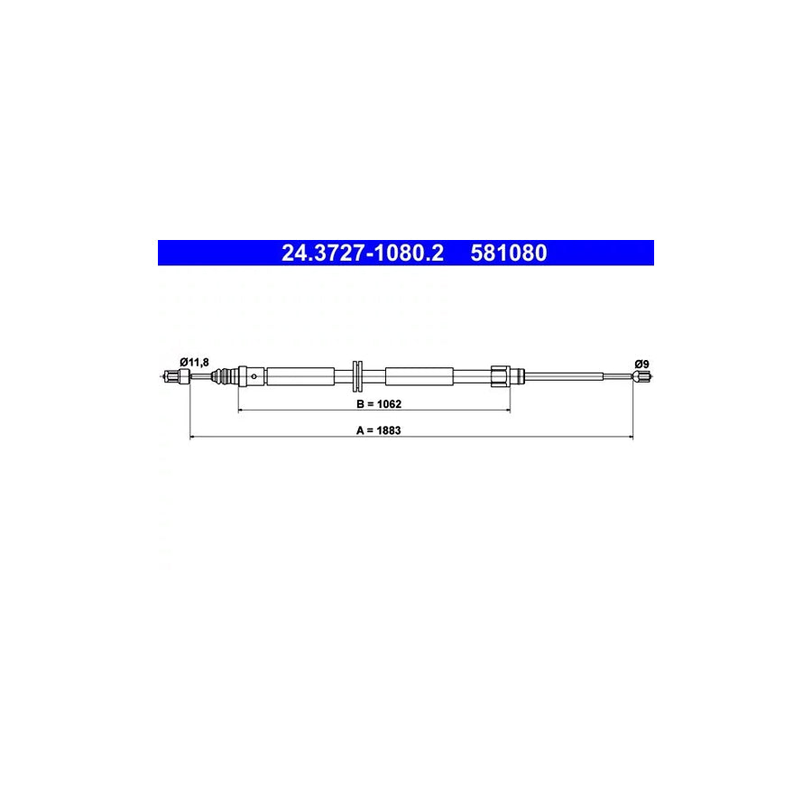 ATE 24.3727-1080.2 Hand Brake Cable For Renault Megane