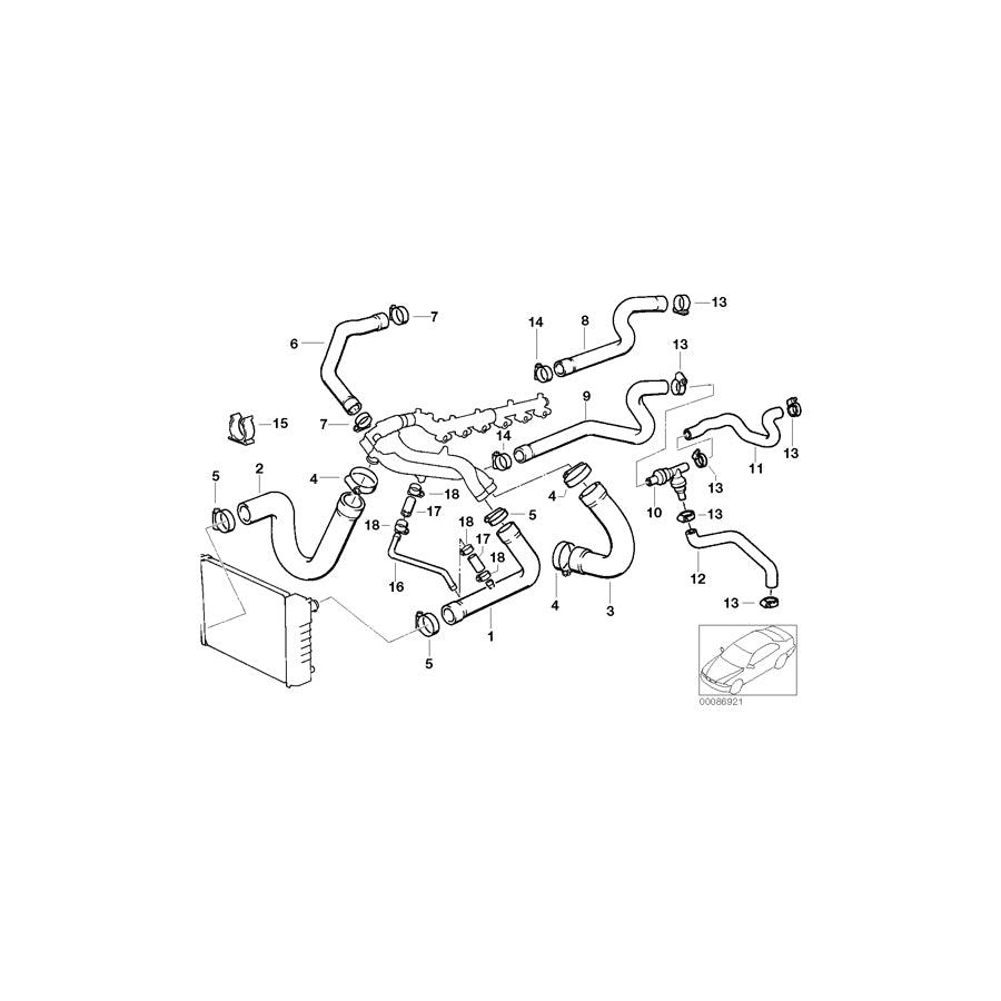 Genuine BMW 11531312690 E34 Water Hose (Inc. M5 3.8, M5 3.6 & M5) | ML Performance UK Car Parts