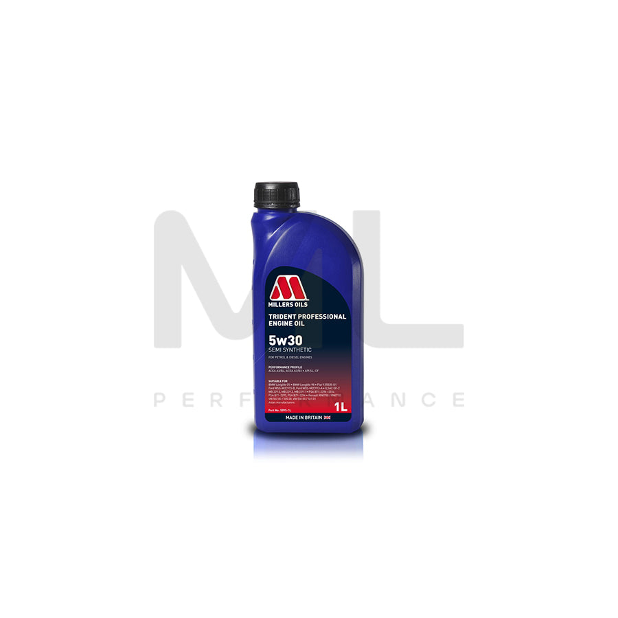 Millers Oils Trident Professional 5W-30 Semi Synthetic Engine Oil 1l | Engine Oil | ML Car Parts UK | ML Performance