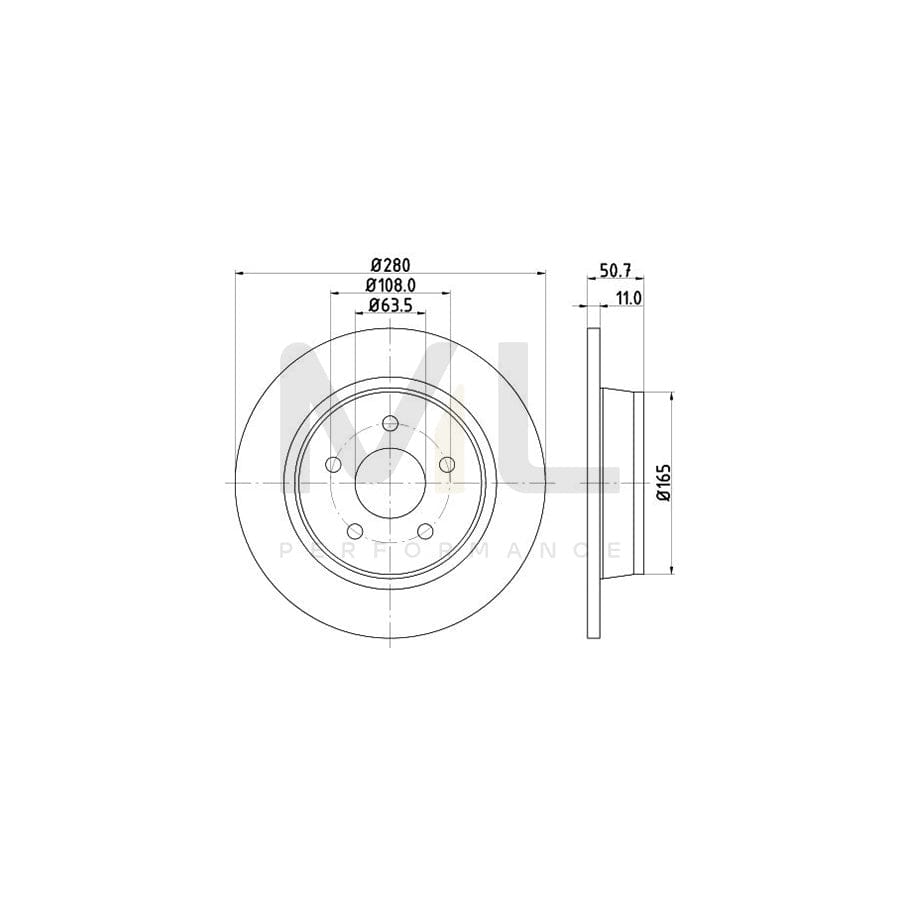 HELLA PRO 8DD 355 118-211 Brake Disc Solid, Coated, without wheel hub, without wheel studs | ML Performance Car Parts