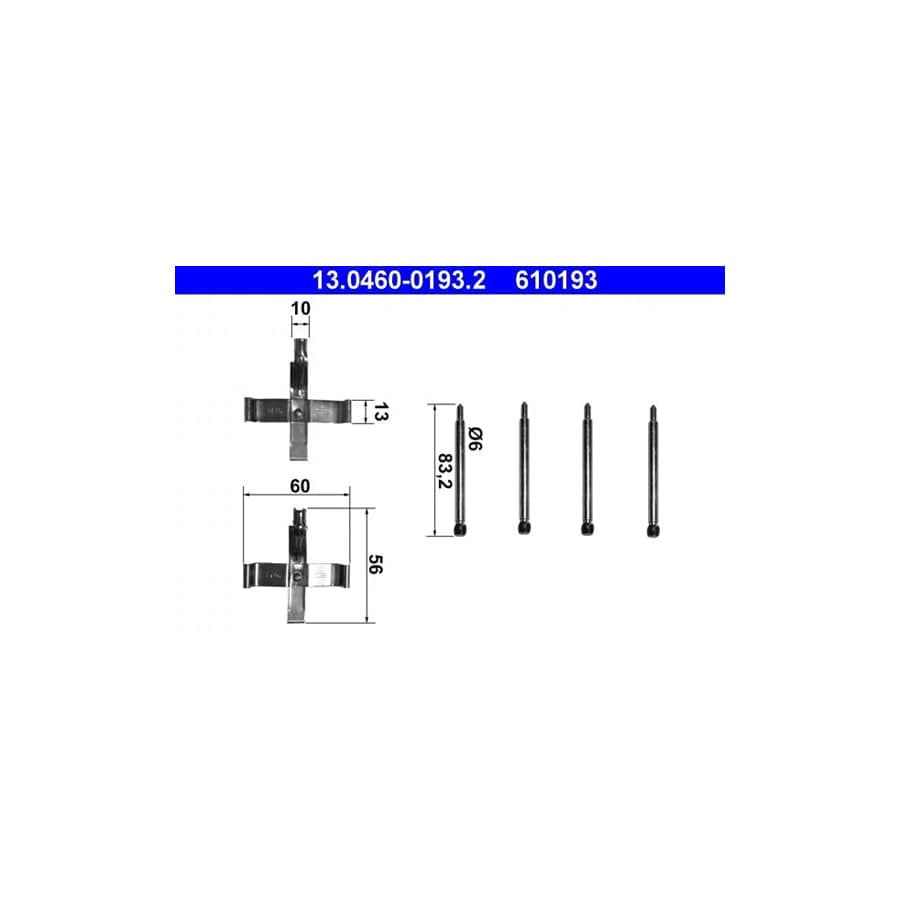 ATE 13.0460-0193.2 Accessory Kit, Disc Brake Pads For Porsche 911