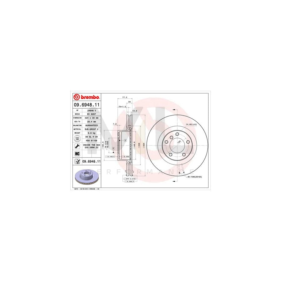 BREMBO COATED DISC LINE 09.6948.11 Brake Disc for BMW 8 (E31) Internally Vented, Coated, High-carbon, with bolts/screws | ML Performance Car Parts