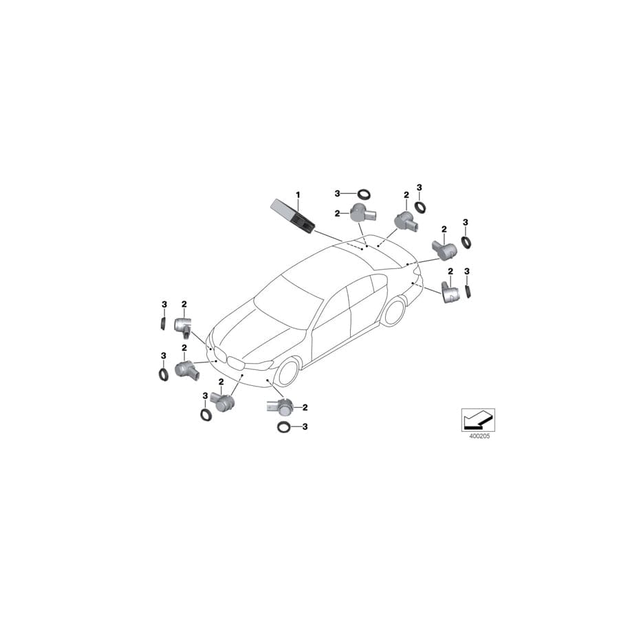 Genuine BMW 66209360716 G11 G12 Ultrasonic Sensor, Arctic Gray WC27 (Inc. 740LdX, 730Li & 740e) | ML Performance UK Car Parts