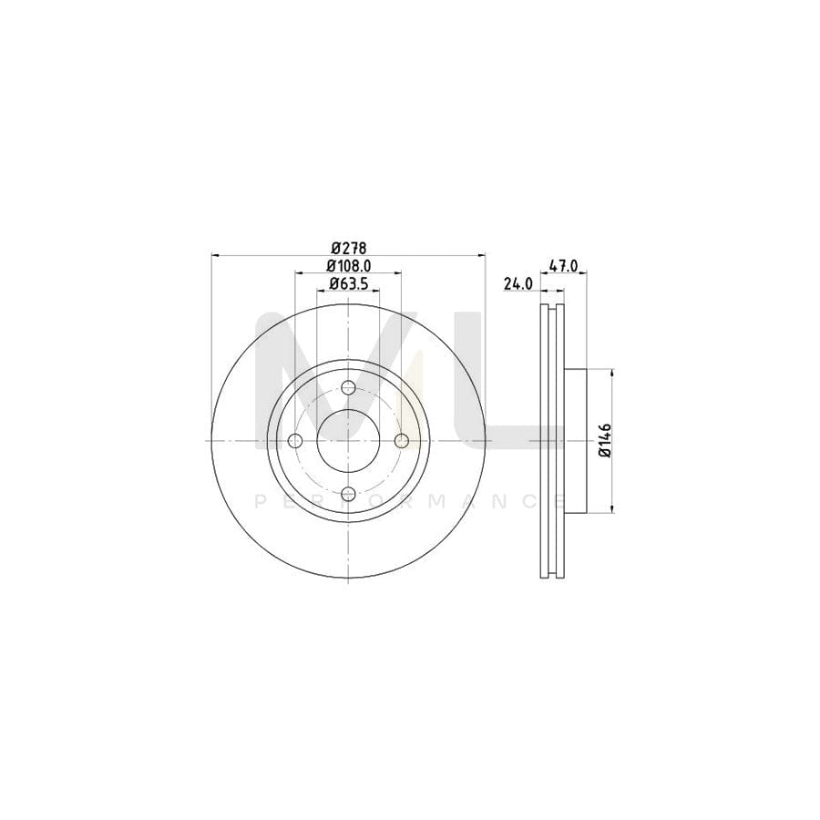 HELLA 8DD 355 104-641 Brake Disc Externally Vented, without wheel hub, without wheel studs | ML Performance Car Parts