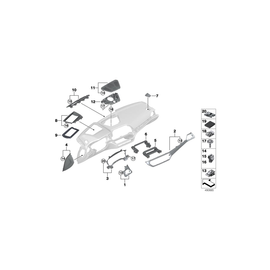 Genuine BMW 51458093573 G20 G21 Cov.Pan.Inst.Pan.Piano Fin.Bl.Fr.Pass. Left hand drive (Inc. 320i, 330d & 320d) | ML Performance UK