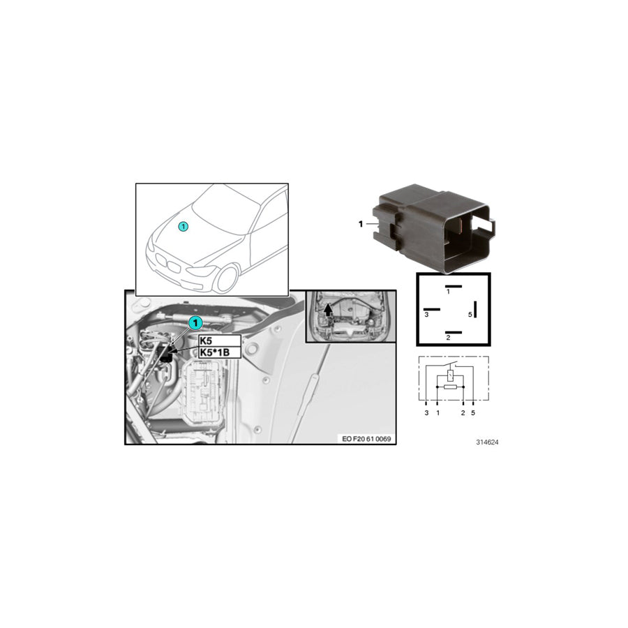 Genuine BMW 61139380193 F30 F32 F23 Adhesive Film, Holder, Fan Relay (Inc. 425d, 430dX & 435iX) | ML Performance UK