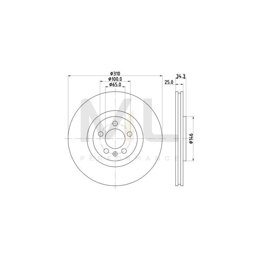 HELLA PRO 8DD 355 122-811 Brake Disc Internally Vented, Coated, without wheel hub, without wheel studs | ML Performance Car Parts