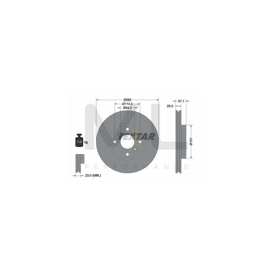 TEXTAR 92110100 Brake Disc for HONDA ACCORD Internally Vented, without wheel hub, without wheel studs | ML Performance Car Parts