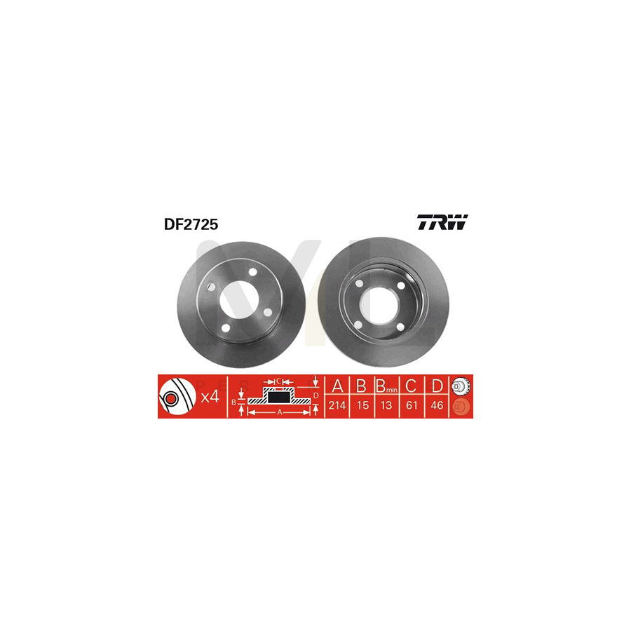 TRW DF2725 Brake Disc for NISSAN Micra I Hatchback (K10) Vented | ML Performance Car Parts