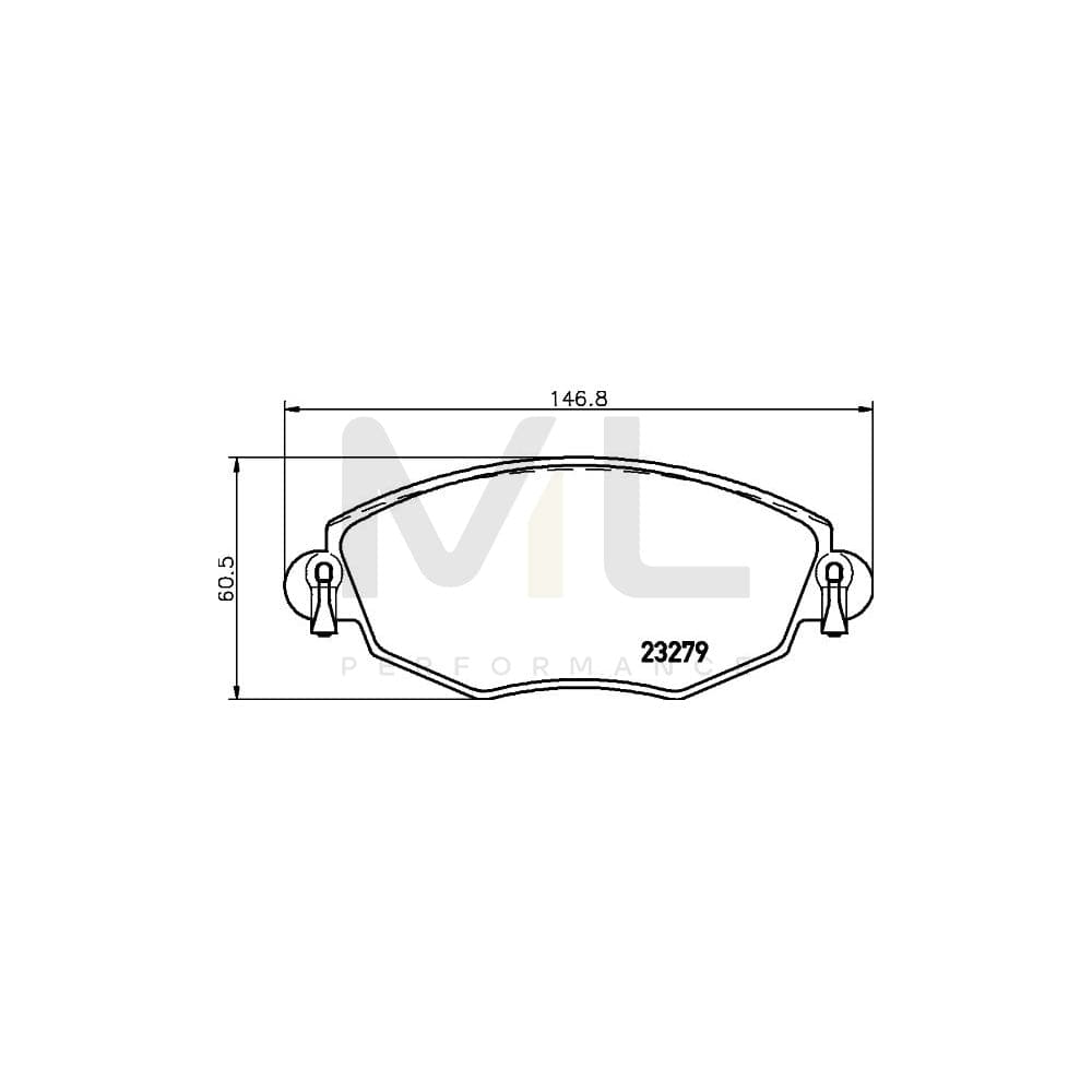 Hella 8DB 355 009-071 Brake Pad Set Not Prepared For Wear Indicator, With Brake Caliper Screws | ML Performance Car Parts