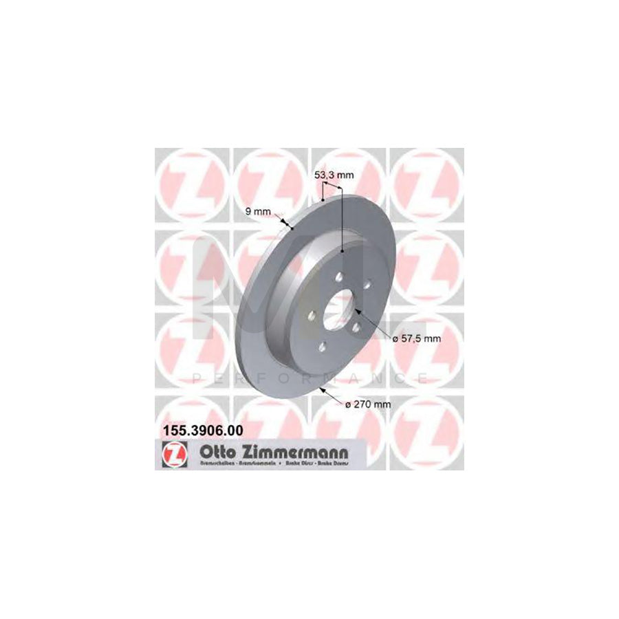 ZIMMERMANN 155.3906.00 Brake Disc Solid | ML Performance Car Parts